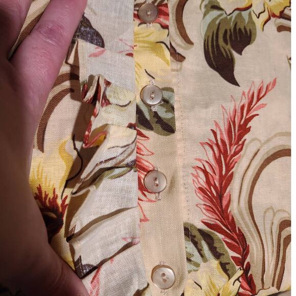 Oscar de la Renta linen hawaiian button front shirt - 14 - Picture 4 of 4